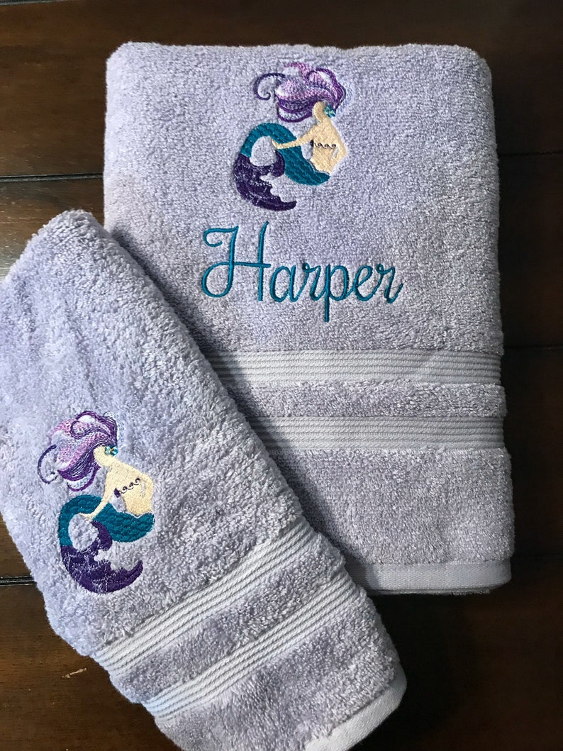Personalized mermaid towel set / ocean towel/ sea towel / Etsy