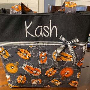Personalized diaper/tote bag with lots of pockets made with Nightmare before Christmas Jack Skellington fabric fabric 7