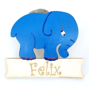 Signo de la puerta Nombres de niños de madera - Elefante