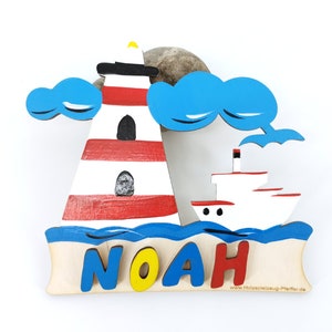 Porta segno legno nome bambini faro Buchstaben max. 6 St