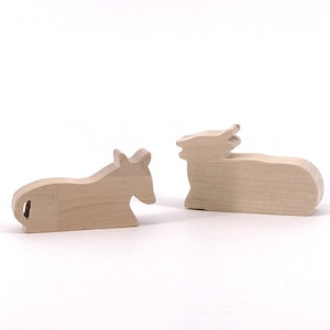 Nativity Figures Wood Handmade - Ox and Donkey