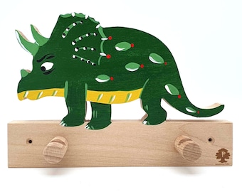 Kindergarderobe Holz mit Name, Triceratops