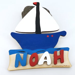 Signo de la puerta Nombre de los niños de madera - Velero