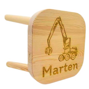 Stool footstool children's name wood engraving