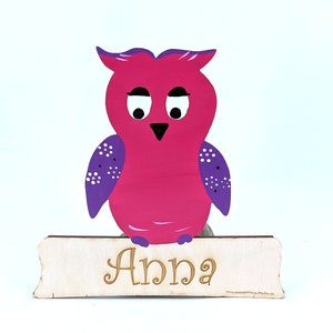 Signo de la puerta Nombre de los niños de madera - Búho