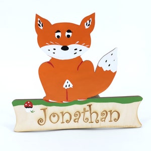 Signo de la puerta Nombre de los niños de madera - Fox