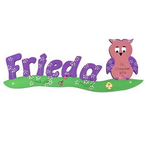 Signo de la puerta Nombre de los niños de madera - Búho
