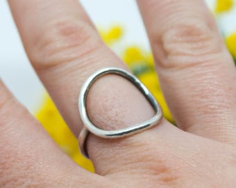 Open circle ring silver minimalist ring circle silver ring round silver ring handmade jewelry, geometric ring, wedding ring engagement ring