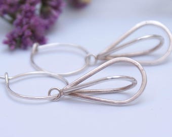 Drop earrings silver hoop earrings, oxidized silver light earrings, every day earrings, handmade jewelry geometric light dangle earrings