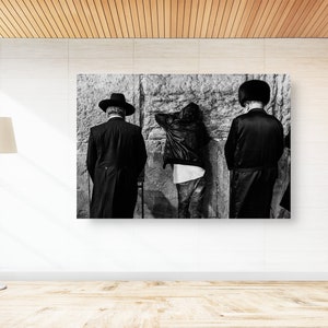 Black and White Jewish Kotel Wall Art - Three Different Prayers at the Western Wall During the Selichot