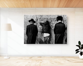 Black and White Jewish Kotel Wall Art - Three Different Prayers at the Western Wall During the Selichot