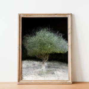 The Green Olive Tree Impressionist Painting by Night - National Tree of the Holy Land Israel - 7 Species of Israel
