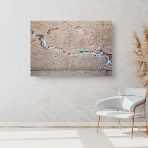 Jerusalem Kotel Western Mauerstein mit farbigen Gebetsnotizen im Schlitz - Jüdische Wandkunst