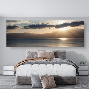 Panoramic Israeli Dead Sea Sunrise Seascape with Mountains