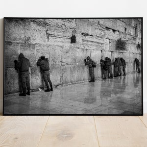 Jewish IDF Tsahal Soldiers Praying at the Kotel Western Wall - Black and White Photography Print