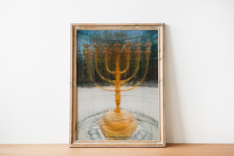Sevenbranched Jewish Candelabrum Menorah Impressionist Etsy