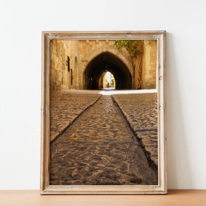 Jerusalem Old City Street with Old Stones and Arch