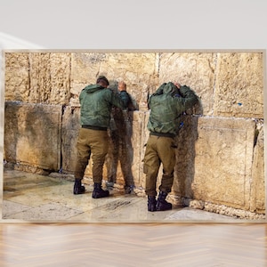 Two Jewish IDF Tsahal Soldiers Praying at the Kotel Western Wall