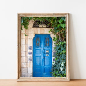 Israeli Holy Land Jerusalem Blue Door with Ivy