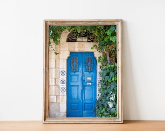 Israeli Holy Land Jerusalem Blue Door with Ivy