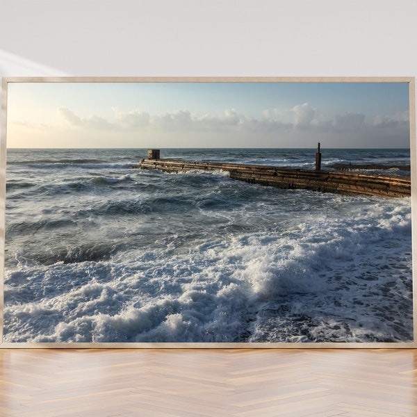 Israeli Holy Land Old Tel Aviv Sea Port - Seascape Beach and Waves