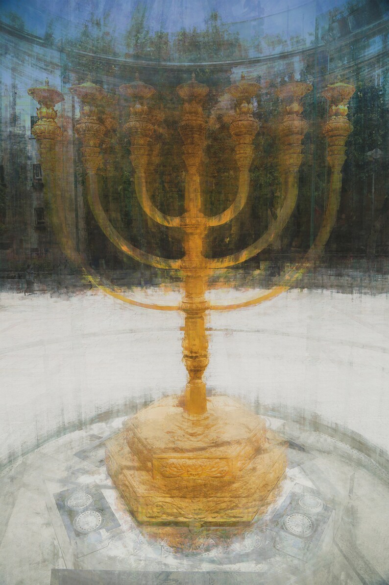 Sevenbranched Jewish Candelabrum Menorah Impressionist Etsy