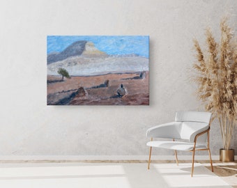 Mosè il pastore nel deserto - Stampa di un dipinto biblico del deserto della Terra Santa israeliana