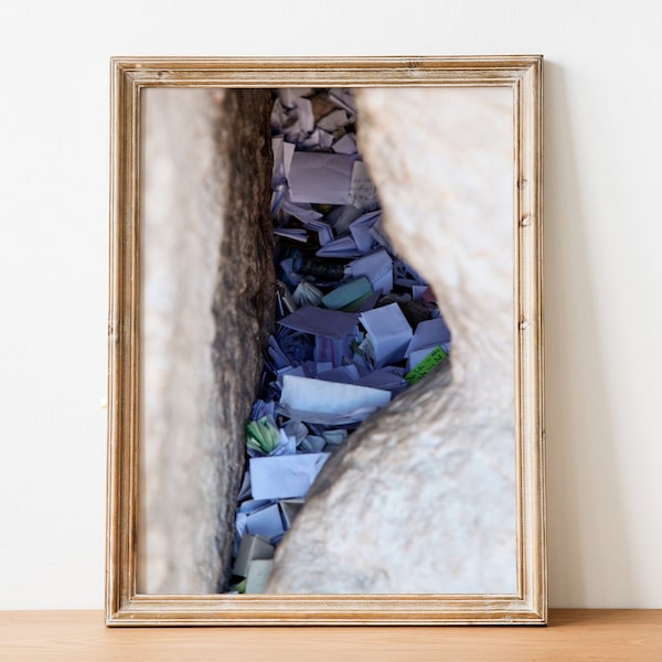 Jewish Kotel Western Wall Photography with Israeli Holy Land Map Frame