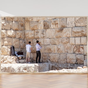 Violinists playing to the Walls of the Jerusalem Old City - Jewish Wall Art Print - Orthodox Violinists Men - Jerusalem Stones Photography