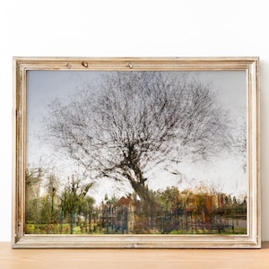 Tree Impressionist Painting Print - Bare oak tree during the winter