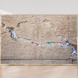 Jerusalem Kotel Western Wall Stone with Colored Prayer Notes in the Slot - Jewish Wall Art