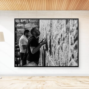 Black and White Jewish Kotel Wall Art Photography - Jewish Man Praying with all his Heart