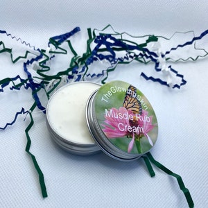 Muscle rub cream with wintergreen essential oil, topical ointment, pain relief balm, deep tissue balm, beeswax, camphor oil and peppermint