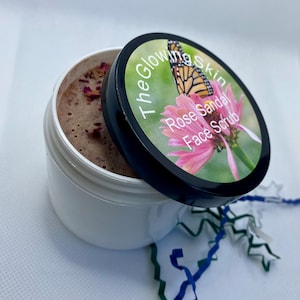Sandalwood rose petal facial mask, gentle face masque, oil based mask, no salt mask, no sugar scrub, brightening mask