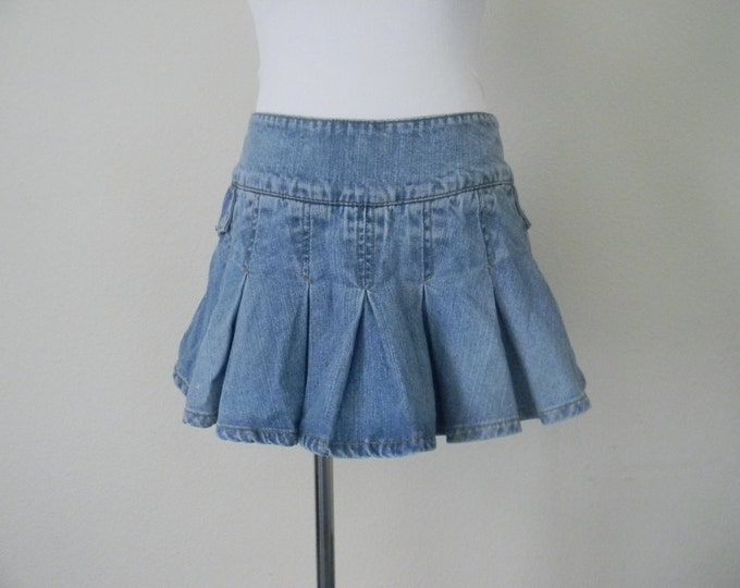 Vintage Light Blue Denim Jean BONGO Skort Shorts Skirt Low - Etsy