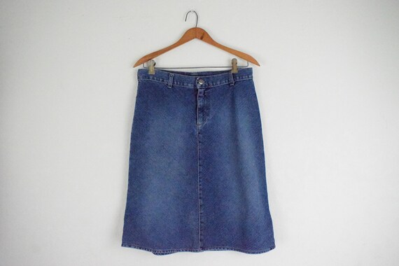 metallic jean skirt