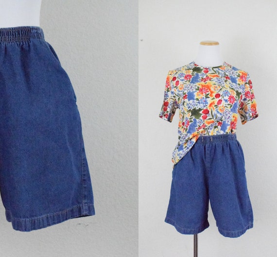 Vintage Elastic Waist Denim Shorts by Erika