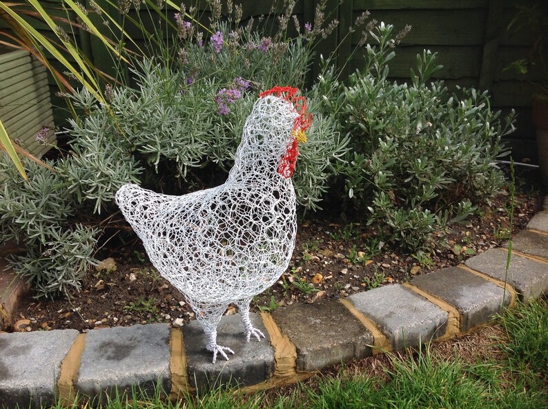 White chicken wire sculpture garden ornament indoor figurine Etsy