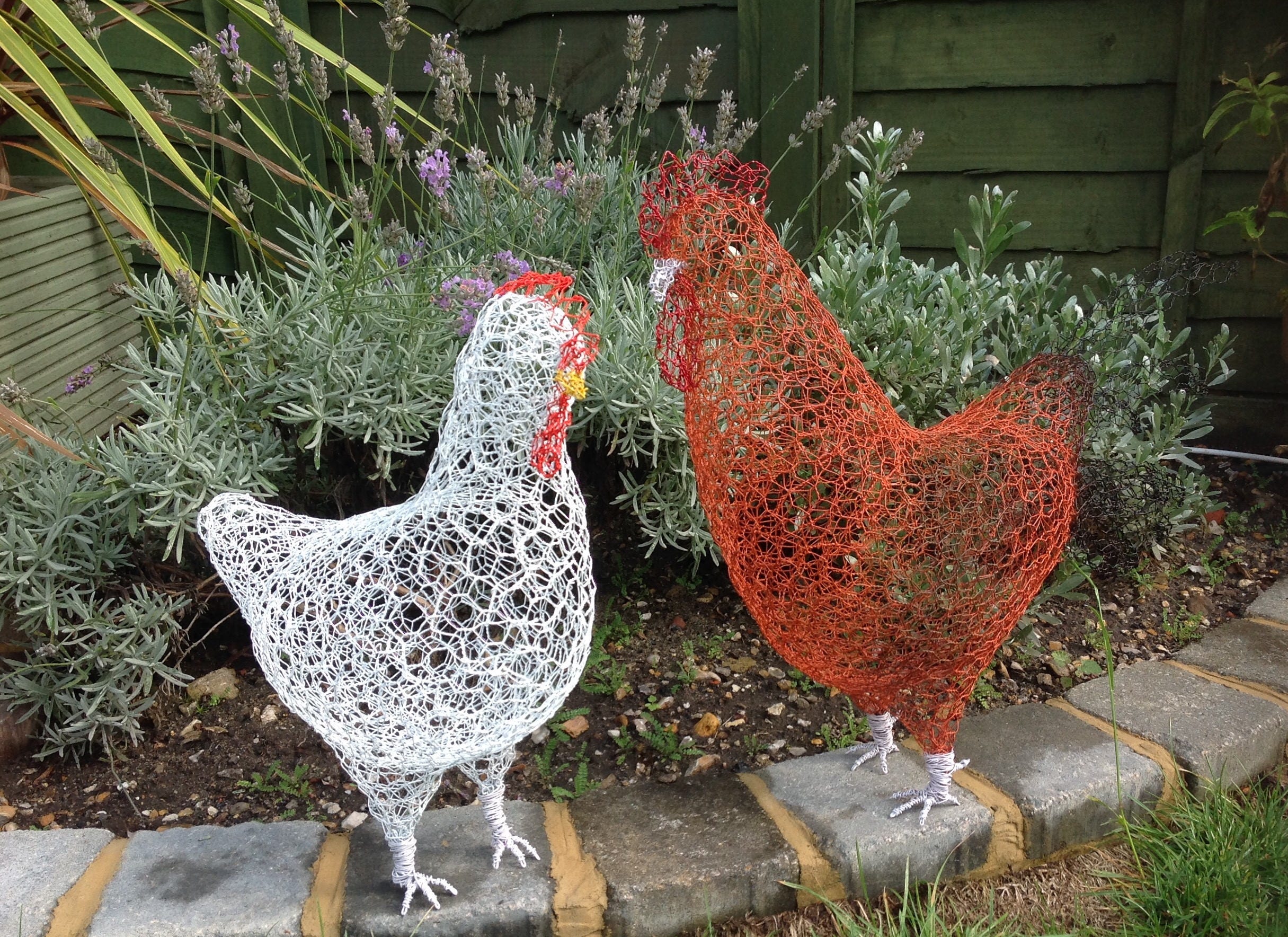 White chicken wire sculpture garden ornament indoor figurine Etsy