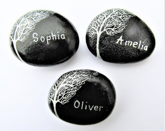 Personalised Painted Rock, Stone Name Painting, Sympathy Gift, Tree Custom Wording, Pebble Art, Memorial, Small Grave Marker, Pet, Keepsake