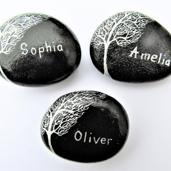 Personalised Painted Rock, Stone Name Painting, Sympathy Gift, Tree Custom Wording, Pebble Art, Memorial, Small Grave Marker, Pet, Keepsake