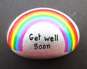 Painted Stone, Get Well Gift, Rainbow Hand Painted Pebble, Small Rock, Get Well Soon Painting, Personalised Art Magnet, Unique Gift Daughter