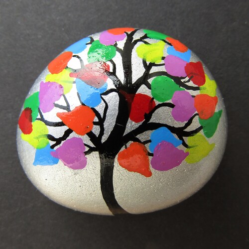 Dog Painting Stone Art Black Dog Gift Painted Rock Hand Etsy