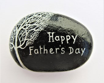 Fathers Day Gift, Painted Stone, Pebble Art, Tree Happy Fathers Day Art Magnet, Personalised Rock, Dad Hand Painted Small Gifts, Painting
