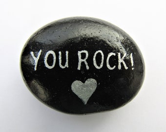 You Rock, Pebble Gift, Hand Painted Stone Magnet, Rock Heart Painting, Well Done Gift, You are a Star Gift, Small Pebble , Card Alternative