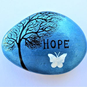 Painted Rock, Hope Gift, Butterfly, Memorial Stone, Personalised Pebble Painting, Name Tree, Get Well Gift, Word on Stone, Custom, Sympathy