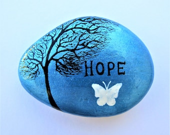 Painted Rock, Hope Gift, Butterfly, Memorial Stone, Personalised Pebble Painting, Name Tree, Get Well Gift, Word on Stone, Custom, Sympathy