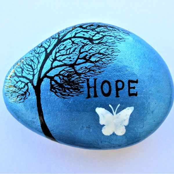 Painted Rock, Hope Gift, Butterfly, Memorial Stone, Personalised Pebble Painting, Name Tree, Get Well Gift, Word on Stone, Custom, Sympathy