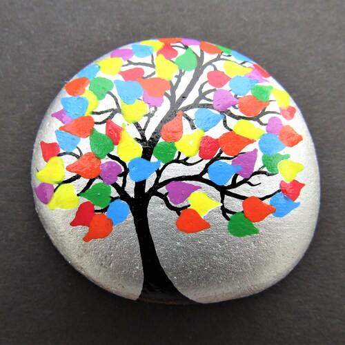 Dog Painting Stone Art Black Dog Gift Painted Rock Hand Etsy