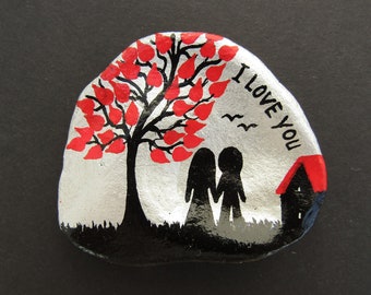 Love Gift, Shell Art Painting, Romantic Personalised Gift for Her, Unique Hand Painted Shell, I Love You Couple Tree, Boyfriend, Girlfriend